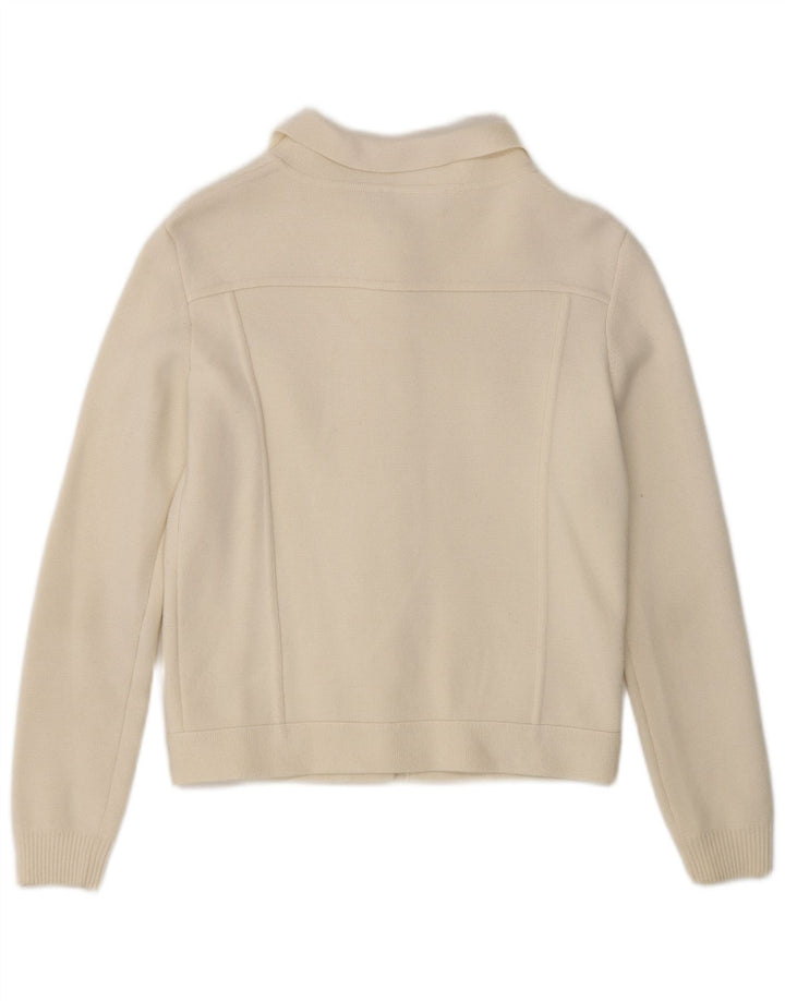 Pulover cardigan pentru femei Moschino UK 8 mic din lână albă