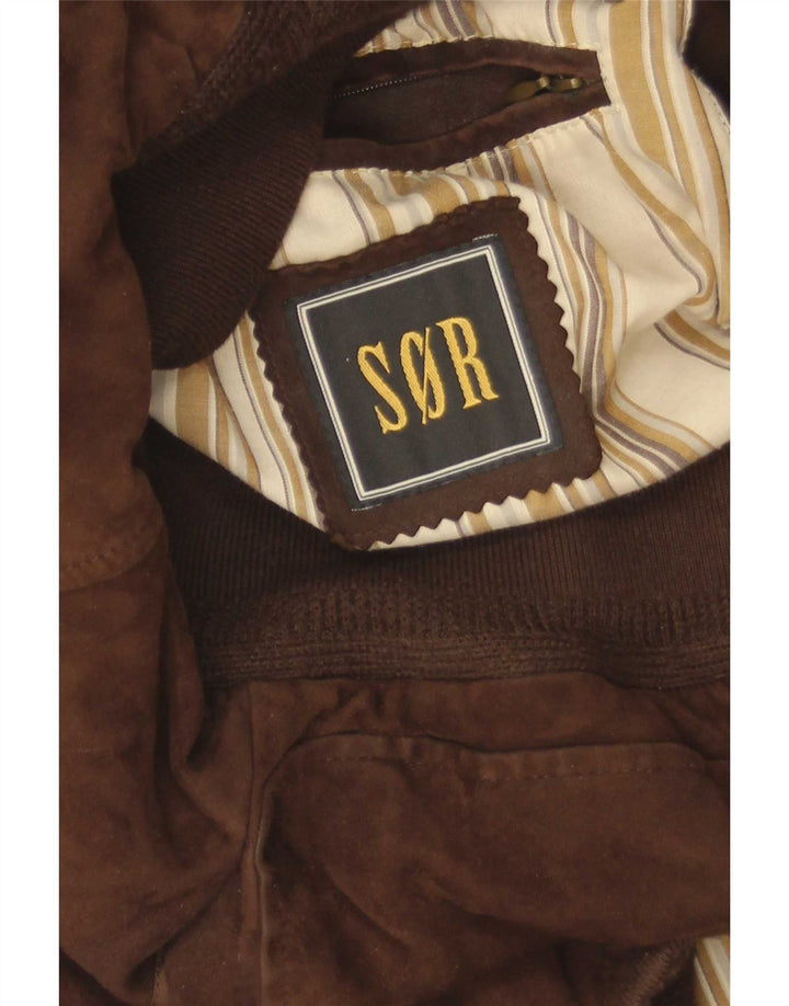 Bomber Vintage pentru bărbați din piele intoarsa EU 52 XL maro
