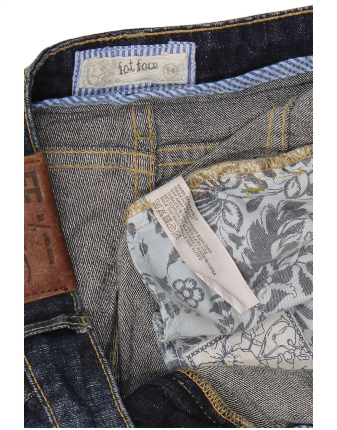 FAT FACE Blugi tăiați pentru femei UK 14 Large L34 L24 Bumbac bleumarin