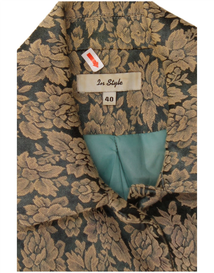 Jachetă pentru femei VINTAGE cu 3 nasturi EU 40 Bumbac Floral Maro Mediu