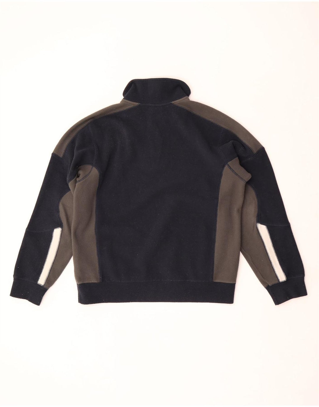 Pulover din lână Diadora pentru bărbați, cu fermoar și gât, din poliester color block, albastru bleumarin mediu
