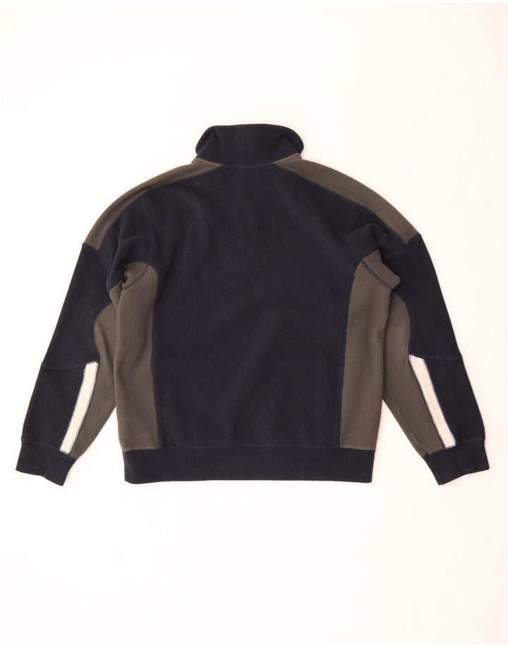 Pulover din lână Diadora pentru bărbați, cu fermoar și gât, din poliester color block, albastru bleumarin mediu