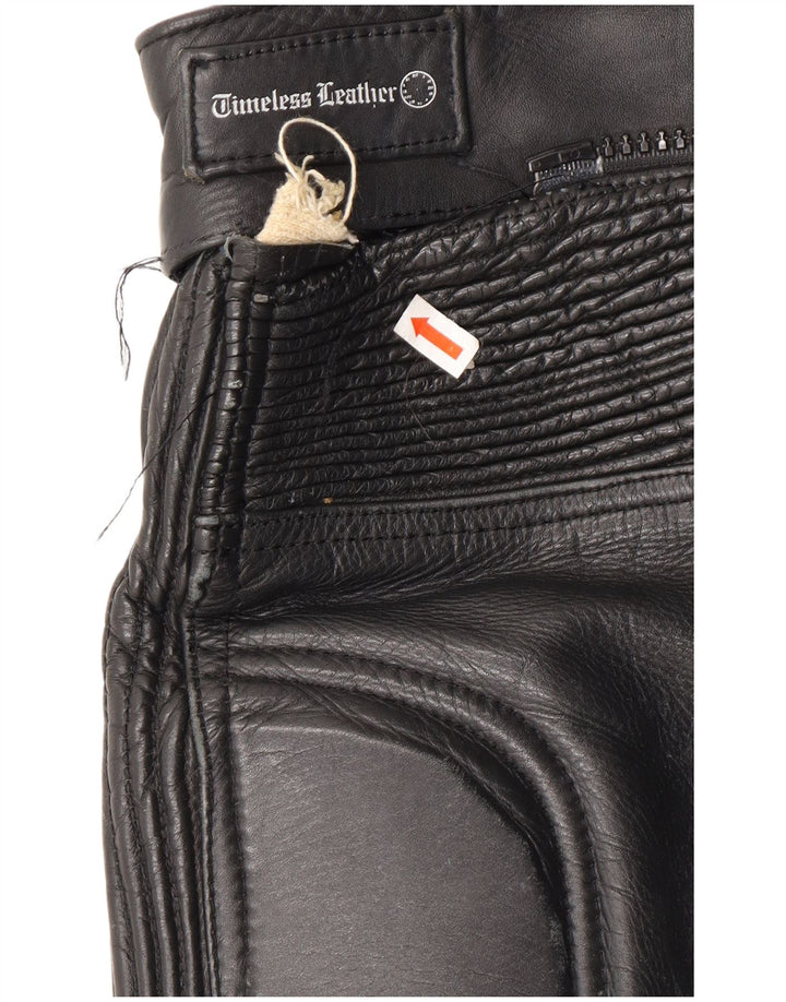 Pantaloni motociclisti din piele pentru bărbați VINTAGE W32 L23 negri