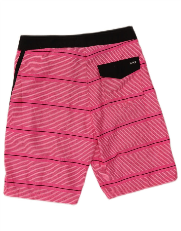 Pantaloni scurți de înot Hurley pentru băieți 11-12 ani poliester cu dungi roz