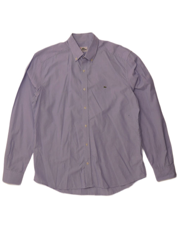 Lacoste Mens Slim Fit Shirt Size 42 Large Blue Pinstripe Cotton