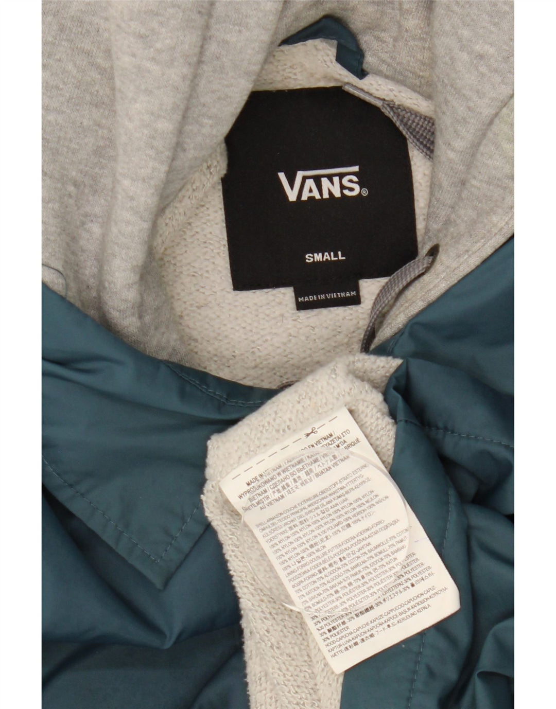 Jachetă de vânt pentru bărbați Vans cu glugă UK 36 Mic, albastru, nailon color bloc