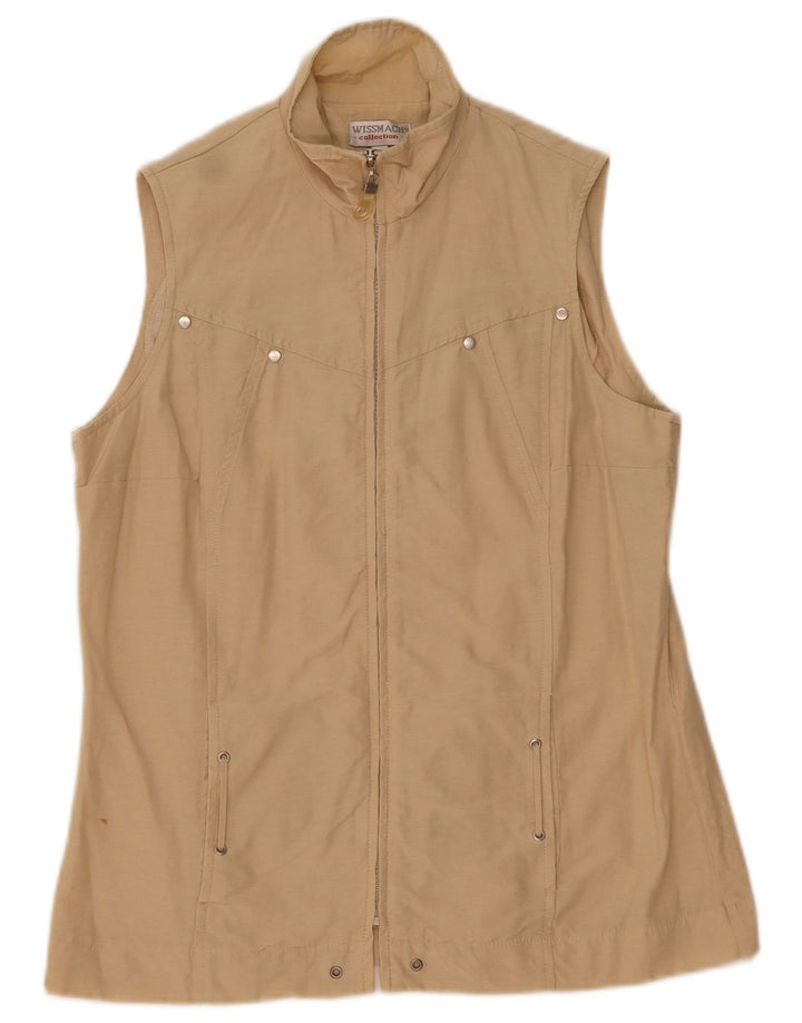 Gilet supradimensionat pentru femei Wissmach UK 10 mic, bej, bumbac