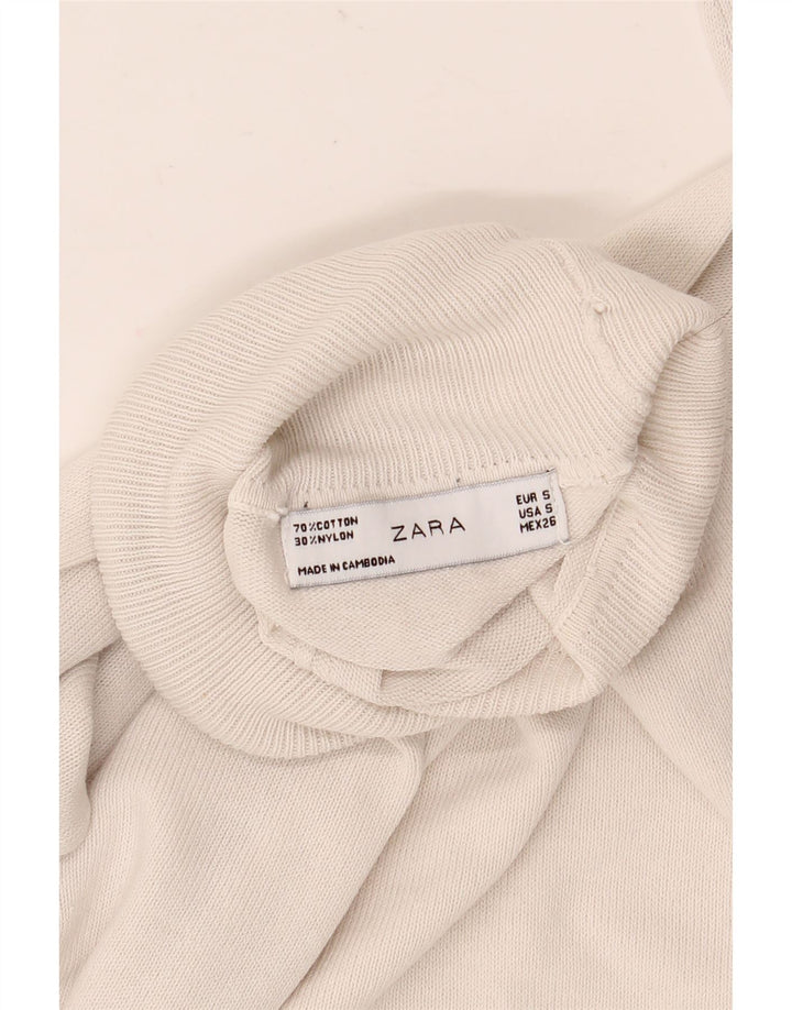 Pulover cu gât rulat Zara pentru femei UK 10 Bumbac gri mic