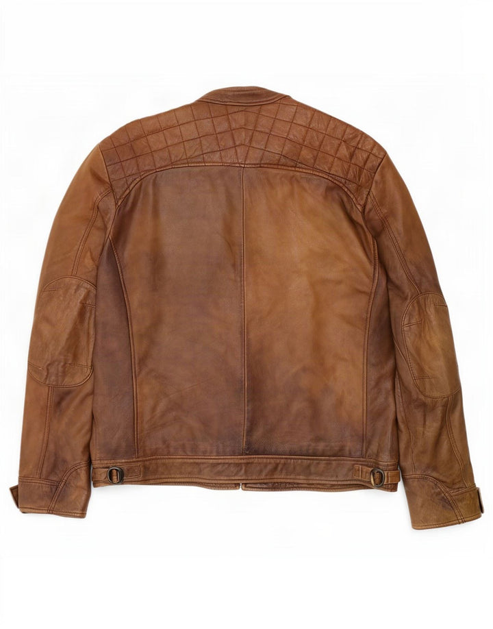 Jachetă din piele pentru bărbați Ashwood UK 48 4XL maro