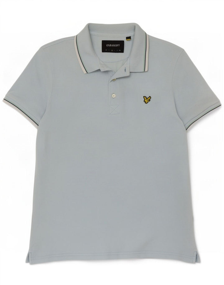 Tricou polo Lyle & Scott pentru bărbați, bumbac cu dungi albastre medii