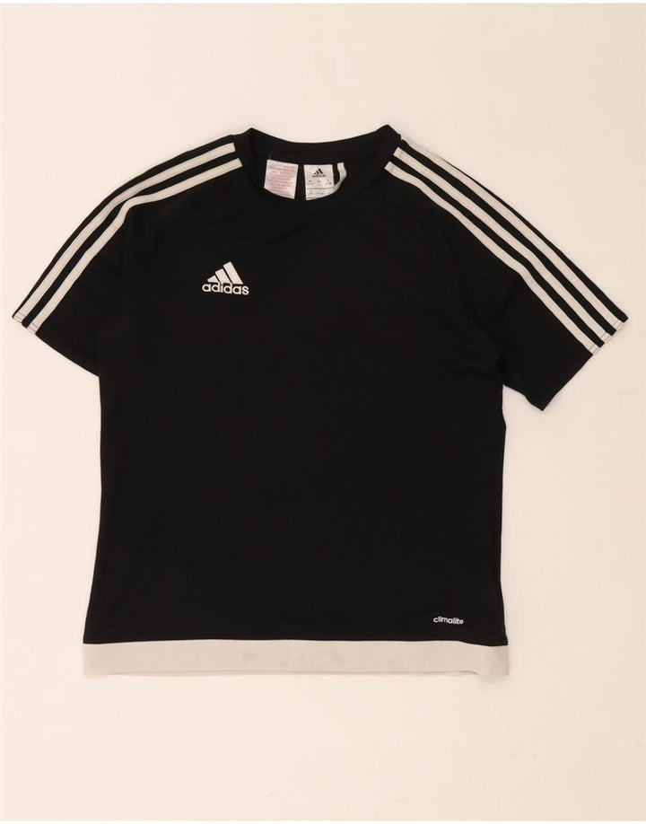 Tricou ADIDAS Climalite pentru băieți Top 13-14 ani, negru, poliester color bloc