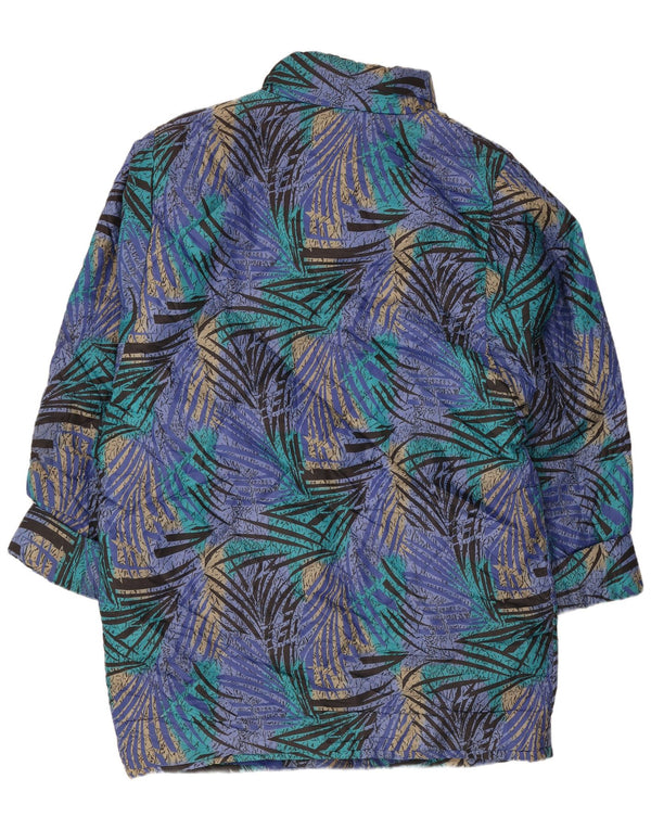 Vintage Womens Abstract Pattern Relaxed Fit căptușită UK 12 Medium Blue