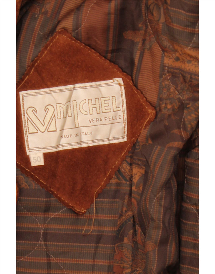 Palton supradimensionat din piele intoarsa pentru femei Michel IT 50 XL din piele maro