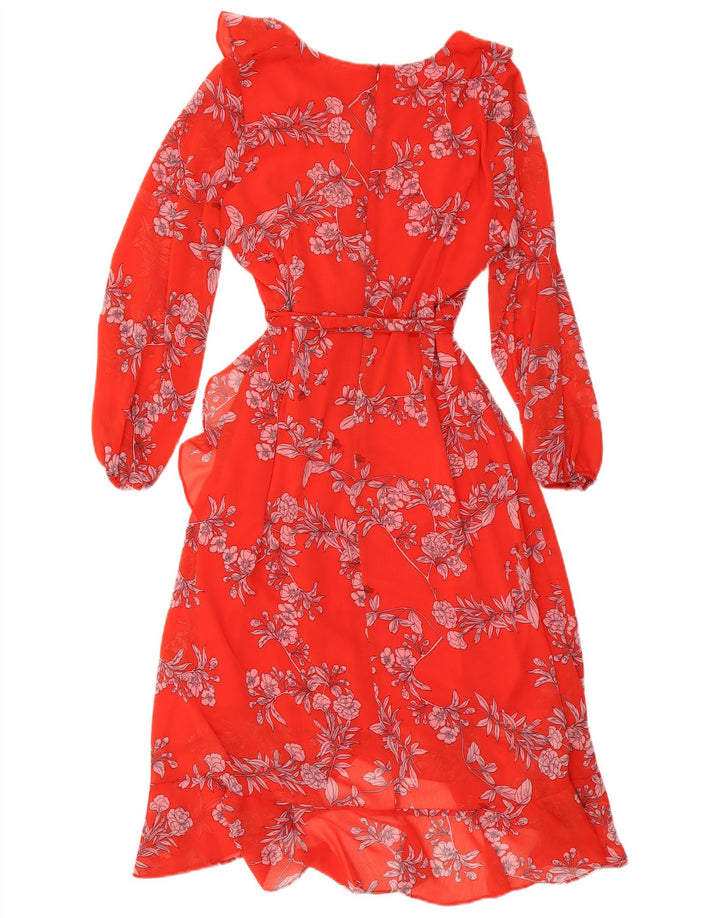 Rochie maxi WALLIS pentru femei cu mâneci lungi UK 14 mare, roșu, cu flori din poliester