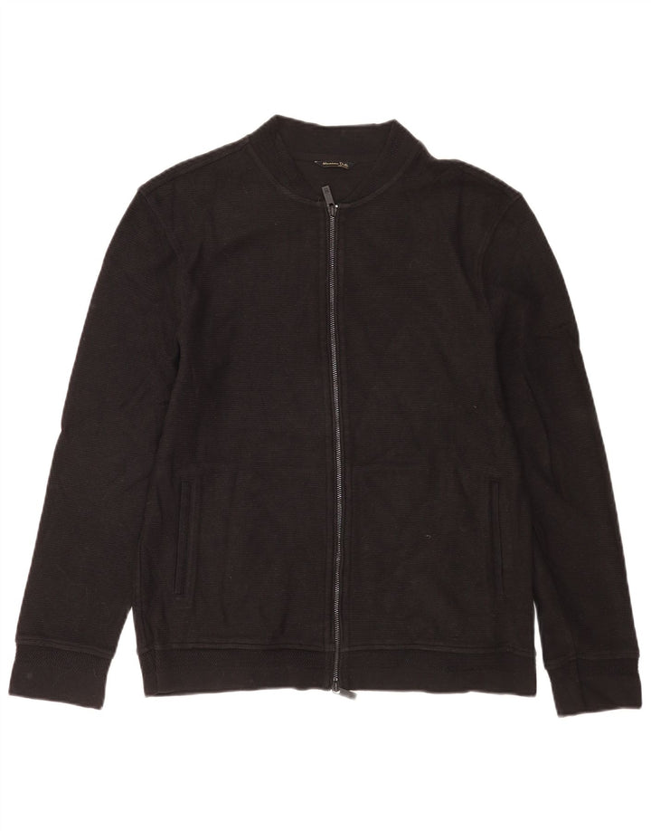 Pulover cardigan Massimo Dutti pentru bărbați, bumbac mediu negru