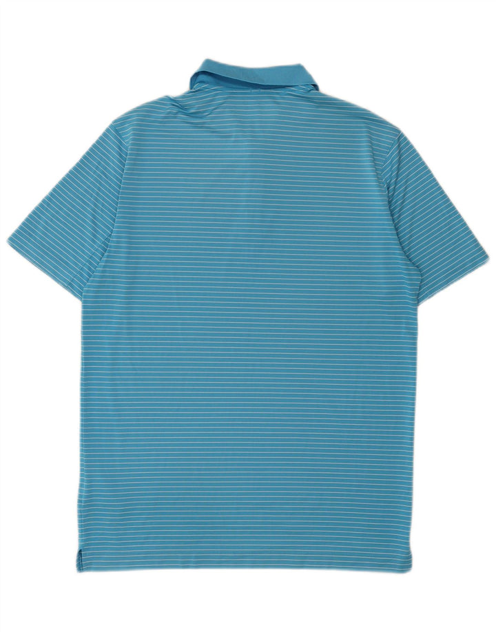 Tricou polo Nike Dri Fit pentru bărbați, poliester cu dungi albastre medii