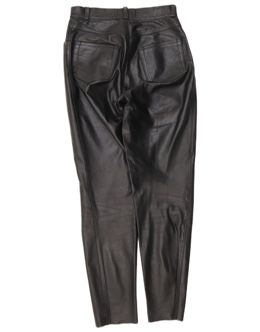 Pantaloni conici pentru femei din piele naturală W28 L29 negri
