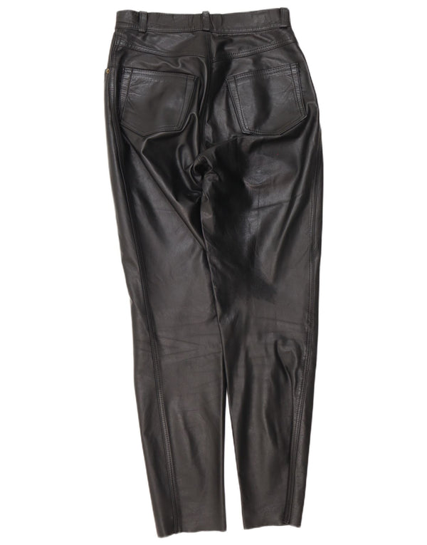 Pantaloni conici pentru femei din piele naturală W28 L29 negri