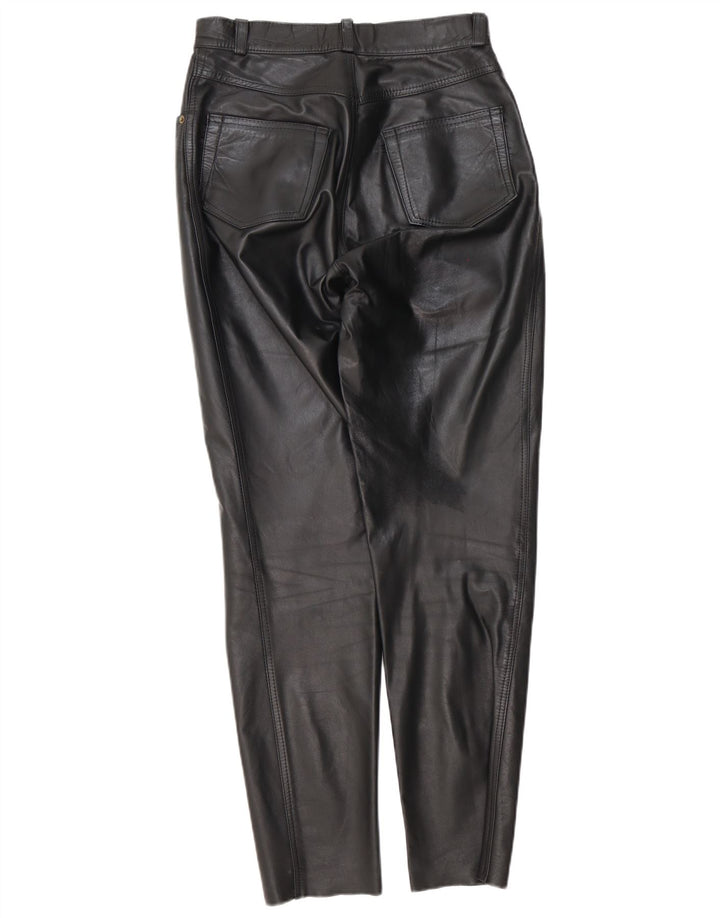 Pantaloni conici pentru femei din piele naturală W28 L29 negri