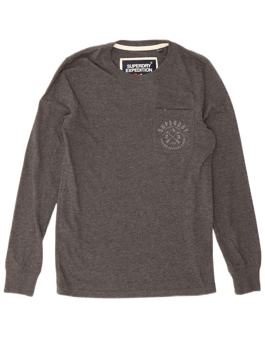 Top pentru bărbați Superdry cu mânecă lungă, bumbac gri mic