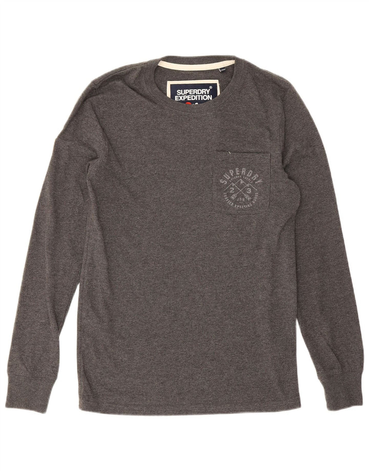 Top pentru bărbați Superdry cu mânecă lungă, bumbac gri mic