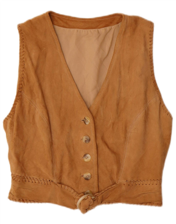 Vestă vintage de piele intoarsa pentru femei IT 44 Bej Mediu