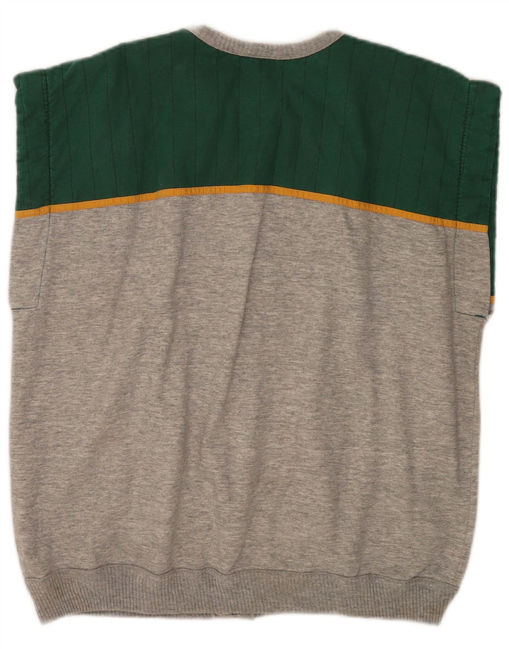 Trening pentru bărbați vintage fără mâneci, jachetă mare, gri, color block