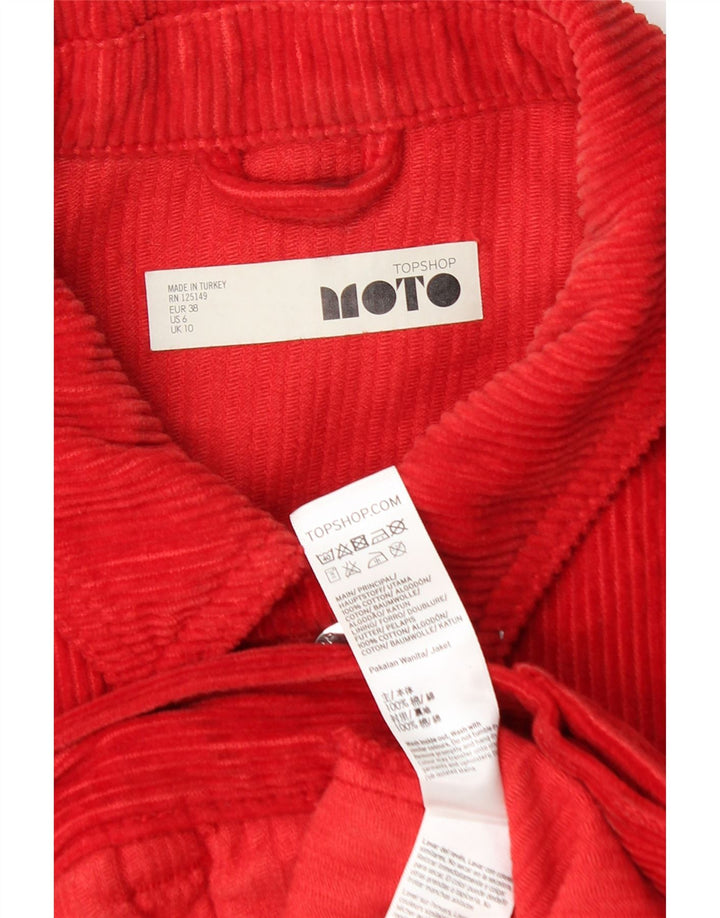 Topshop Jachetă oversized din velur pentru femei UK 10 Small Red Bumbac