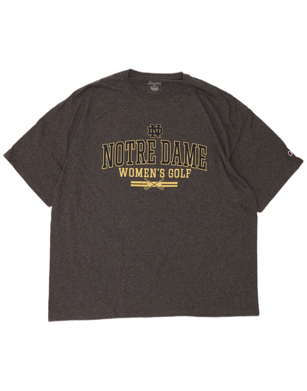 Tricou cu grafic Notre Dame Champion pentru bărbați, 3XL, bumbac gri cu pete