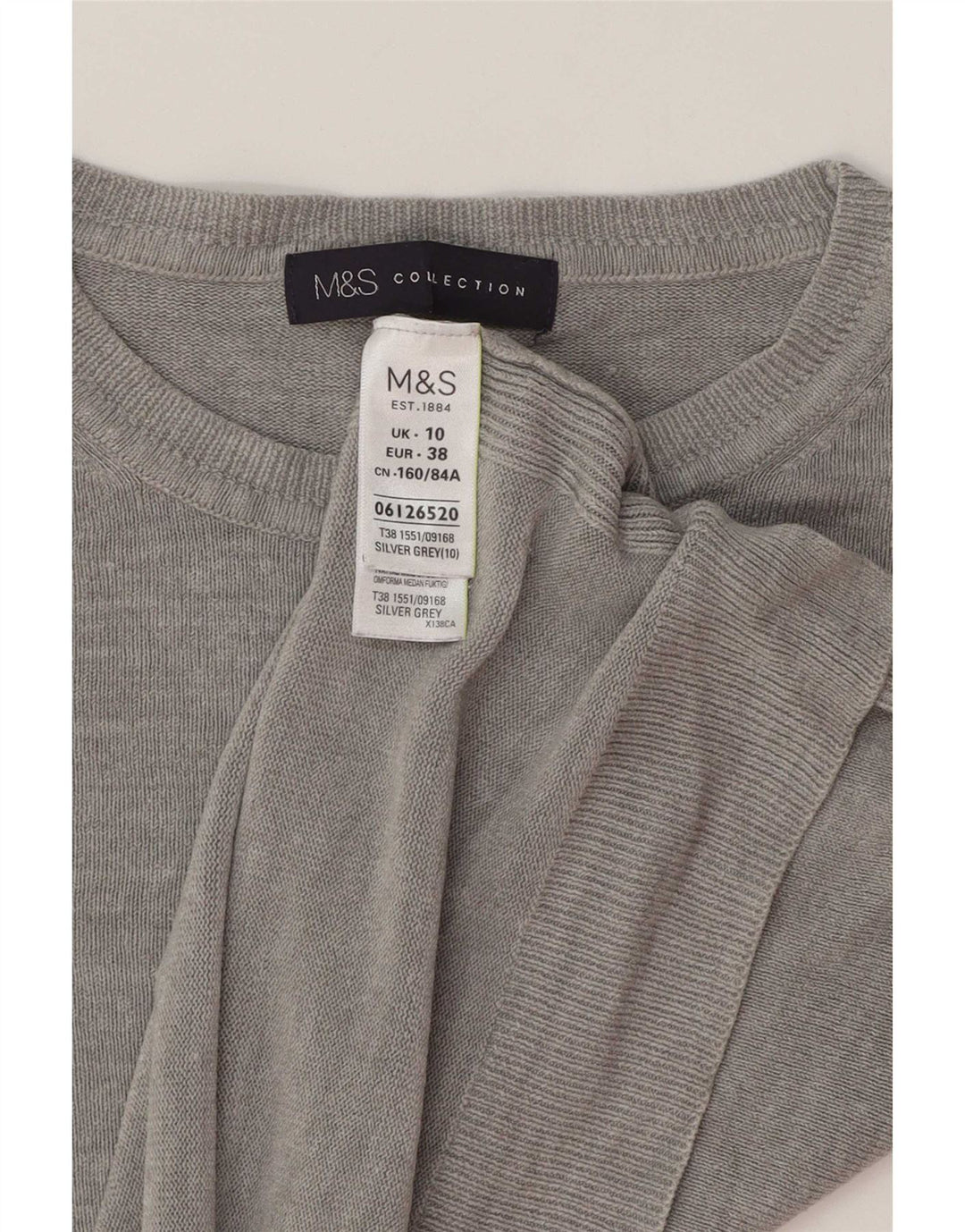 Marks & Spencer Pulover Crop Crew Deck pentru femei UK 10 Small Gri