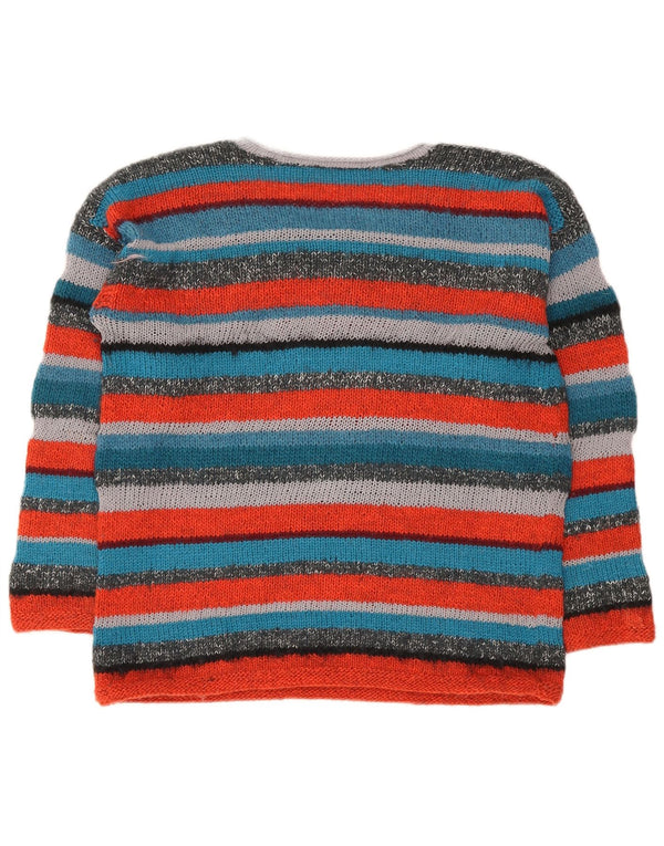 Pulover vintage pentru femei cu gât de barcă UK 14 Medium, multicolor, cu dungi