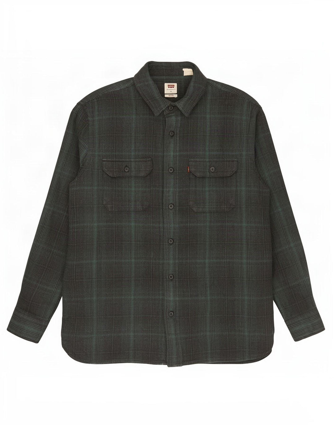 Cămașă de flanel relaxată Levi's pentru bărbați, bumbac cu carouri verzi mari