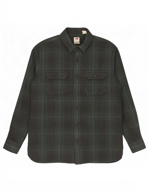 Cămașă de flanel relaxată Levi's pentru bărbați, bumbac cu carouri verzi mari