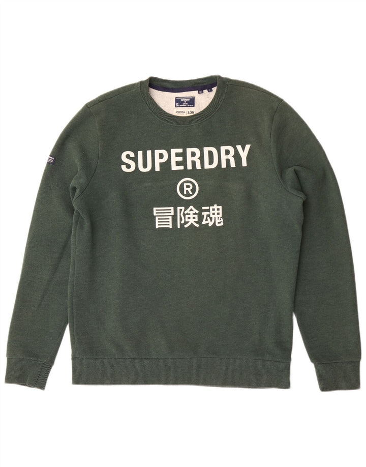 Pulover grafic Superdry pentru bărbați, bumbac mare, verde