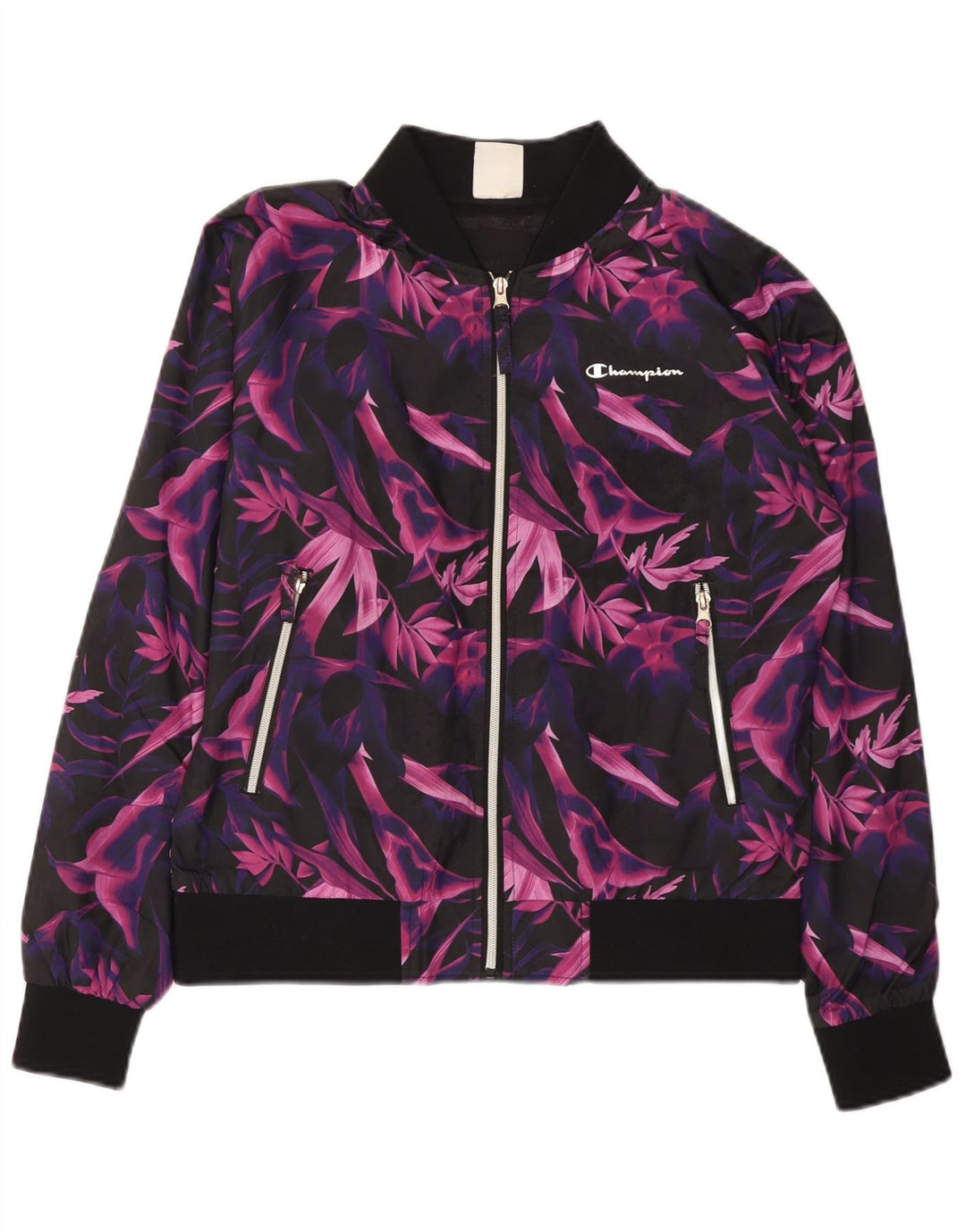 Jachetă de top pentru trening Champion pentru femei UK 10 Small Purple Floral Poliester