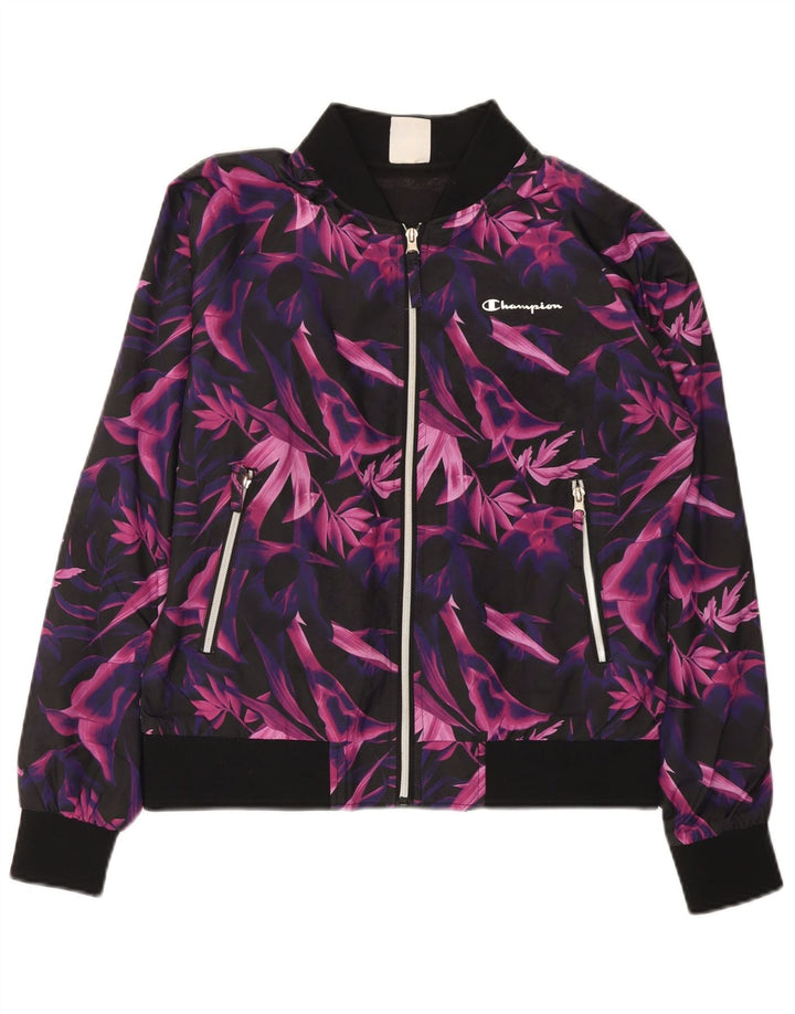 Jachetă de top pentru trening Champion pentru femei UK 10 Small Purple Floral Poliester