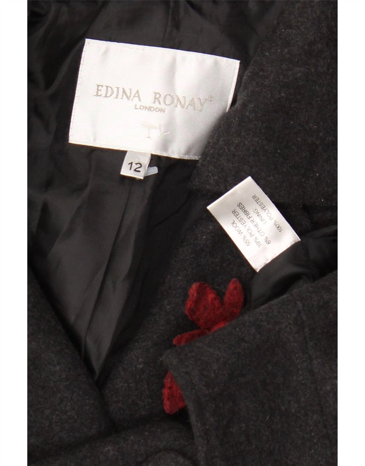 Jachetă bomber cu mâneci 3/4 pentru femei Edina Ronay UK 12 Lână gri mediu