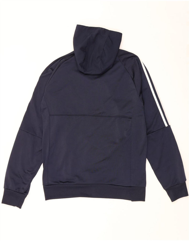 Pulover pentru bărbați Adidas, cu fermoar și gât, poliester, albastru, mediu