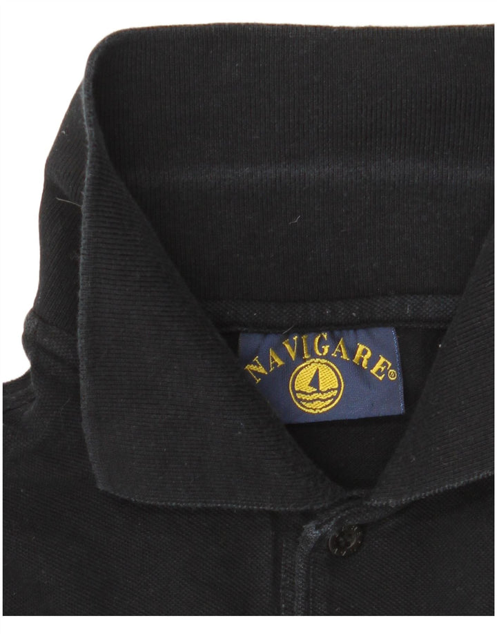 Tricou polo pentru bărbați NAVIGARE, bumbac mediu negru