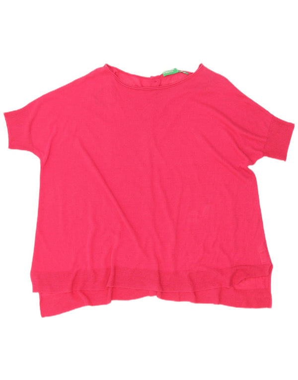 Pulover cardigan supradimensionat cu mânecă scurtă pentru femei Benetton UK 14 Roz mediu