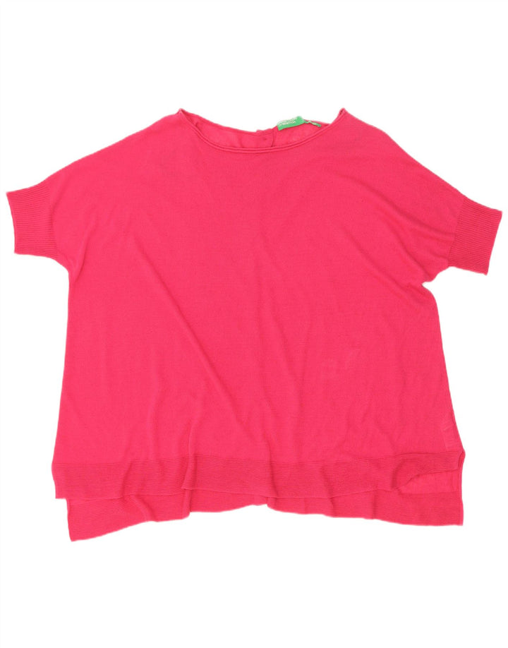 Pulover cardigan supradimensionat cu mânecă scurtă pentru femei Benetton UK 14 Roz mediu