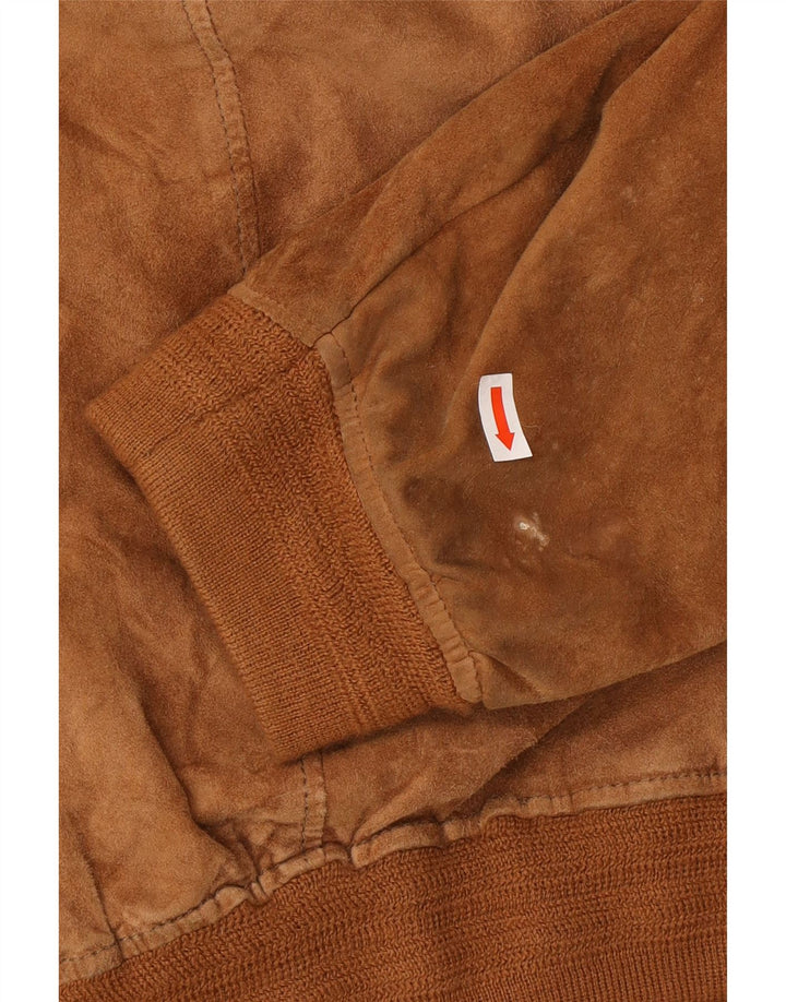 Bomber vintage pentru bărbați din piele intoarsa UK 40 mare maro