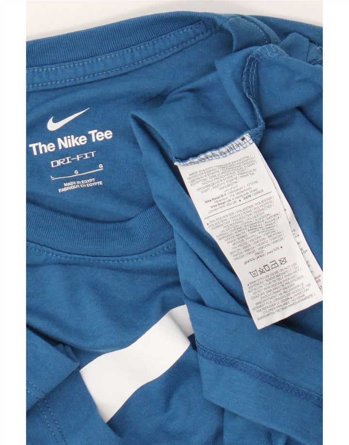 Tricou grafic Nike Dri Fit pentru bărbați Top mare, albastru, poliester