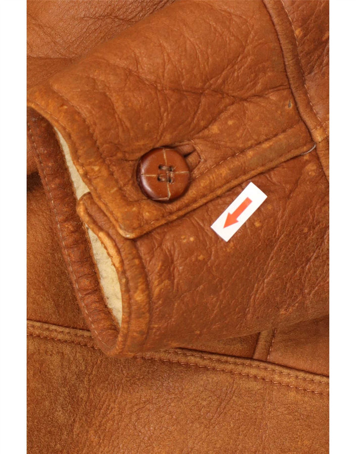 Jachetă vintage pentru bărbați din shearling UK 42 XL maro din shearling