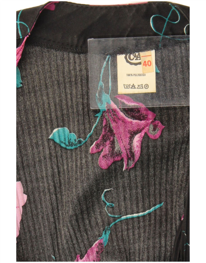 C&A Rochie Maxi pentru Femei cu mâneci 3/4 EU 40 Mediu Negru Poliester Floral