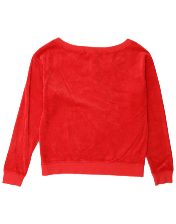Juicy Couture Pulover de catifea supradimensionat pentru femei UK 6 XS Bumbac roșu