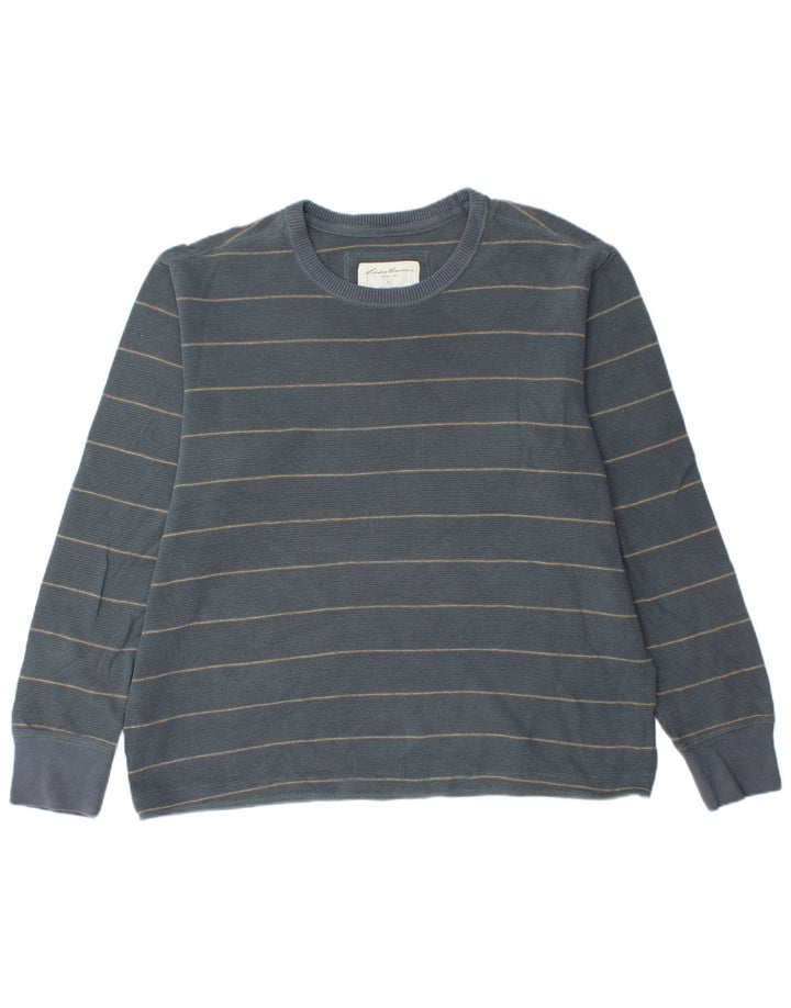 EDDIE BAUER Top pentru bărbați cu mânecă lungă XL, bumbac cu dungi albastre