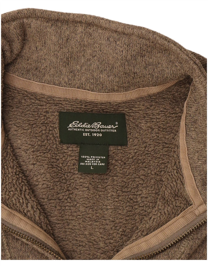 EDDIE BAUER Hanorac pentru bărbați, cu fermoar, cu gât, din poliester maro mare