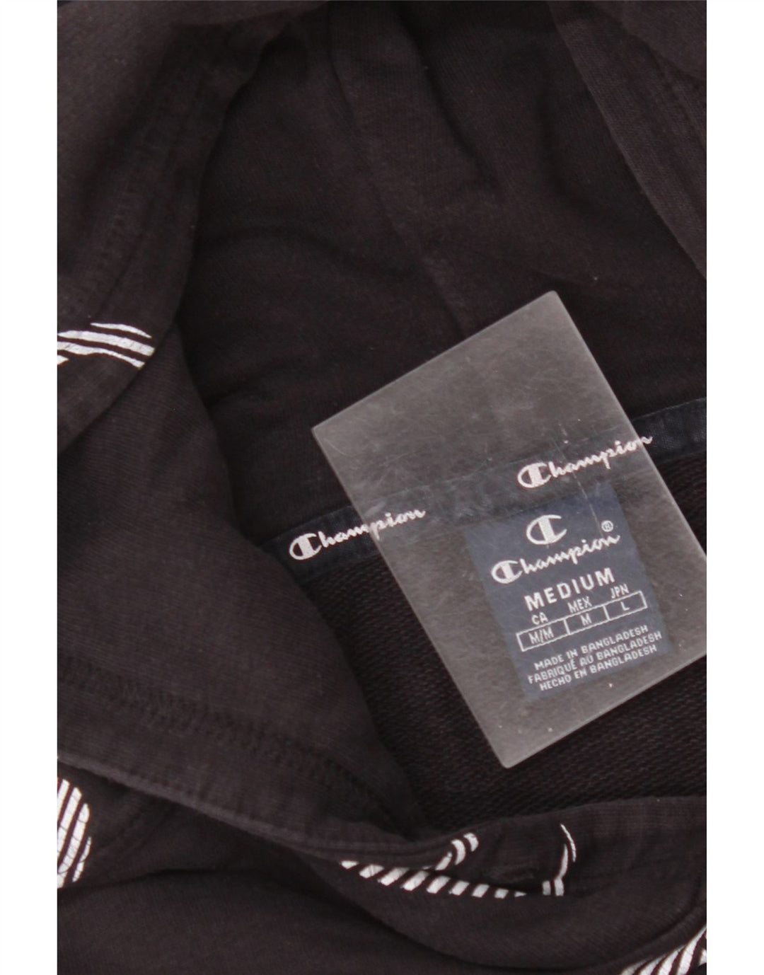 CHAMPION Mens Graphic Hoodie Jumper Medium Black
