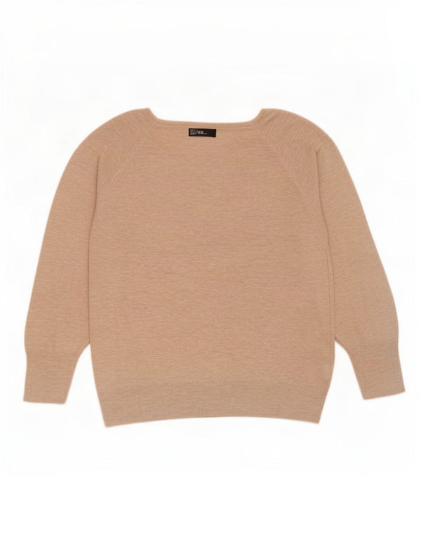 Pulover supradimensionat pentru femei Zara, cu gât de barcă, UK 14 Medium Beige Viscose